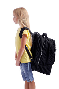 child wearing backpack