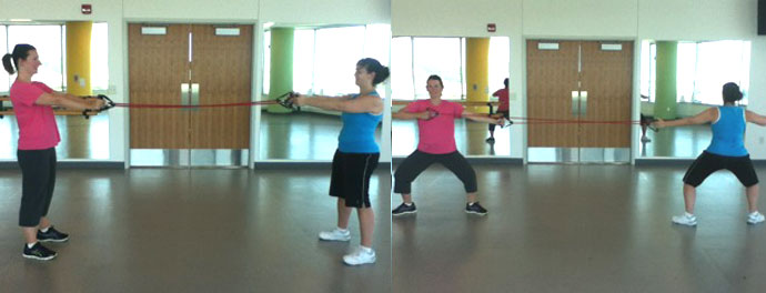 Plie squat with bow and arrow