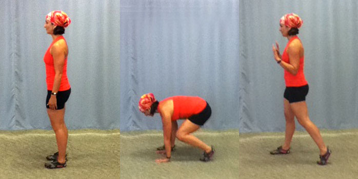 Off-set stance squat thrust