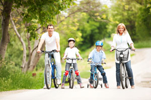 family biking