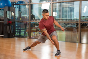 side lunge with torso rotation