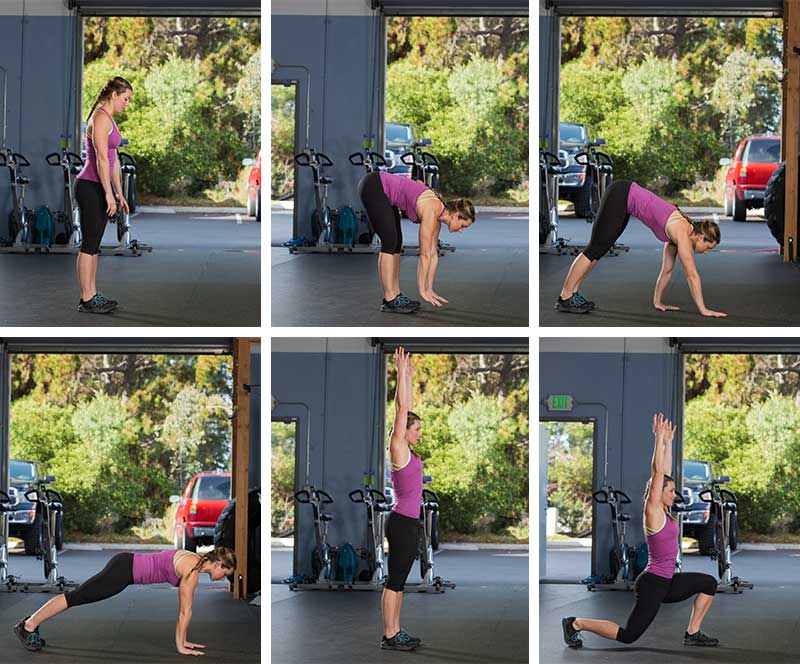 Inchworm Walkouts to Reverse Lunge With Arms Overhead