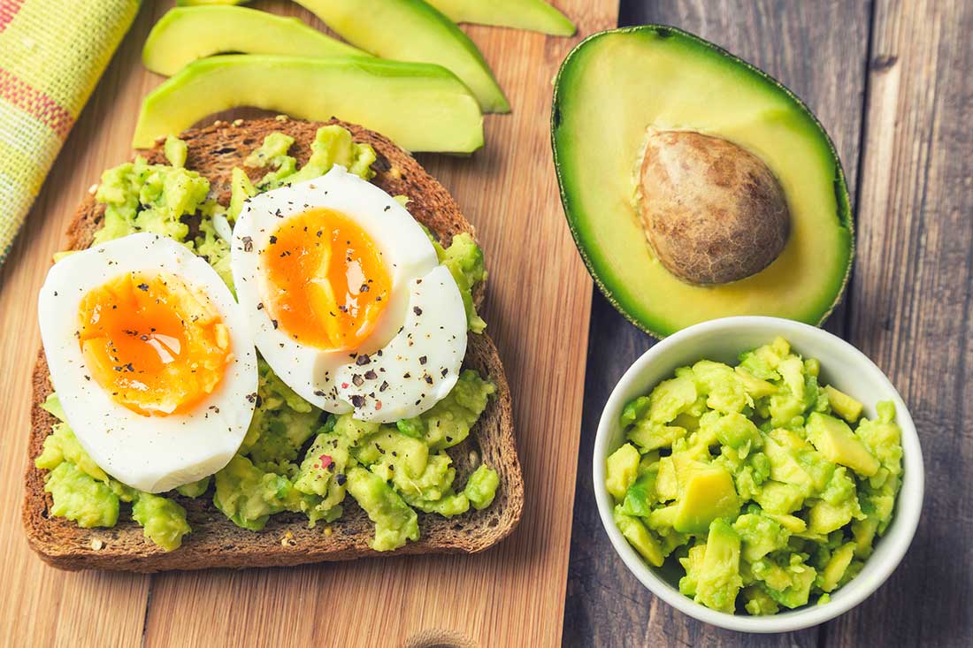 English Muffin with Avocado and Hardboiled Eggs