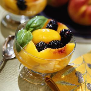 Peach-Blackberry Compote with Basil Syrup