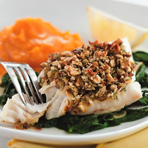 Almond-&-Lemon-Crusted Fish with Spinach