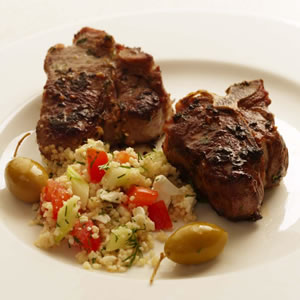 Herbed Lamb Chops with Greek Couscous Salad