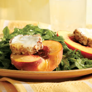 Arugula Salad with Honey-Drizzled Peaches