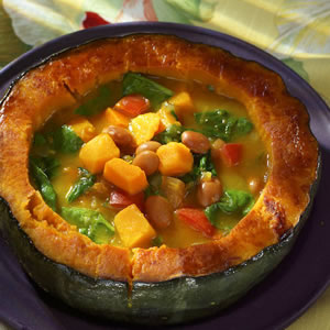 Amazon Bean Soup with Winter Squash & Greens